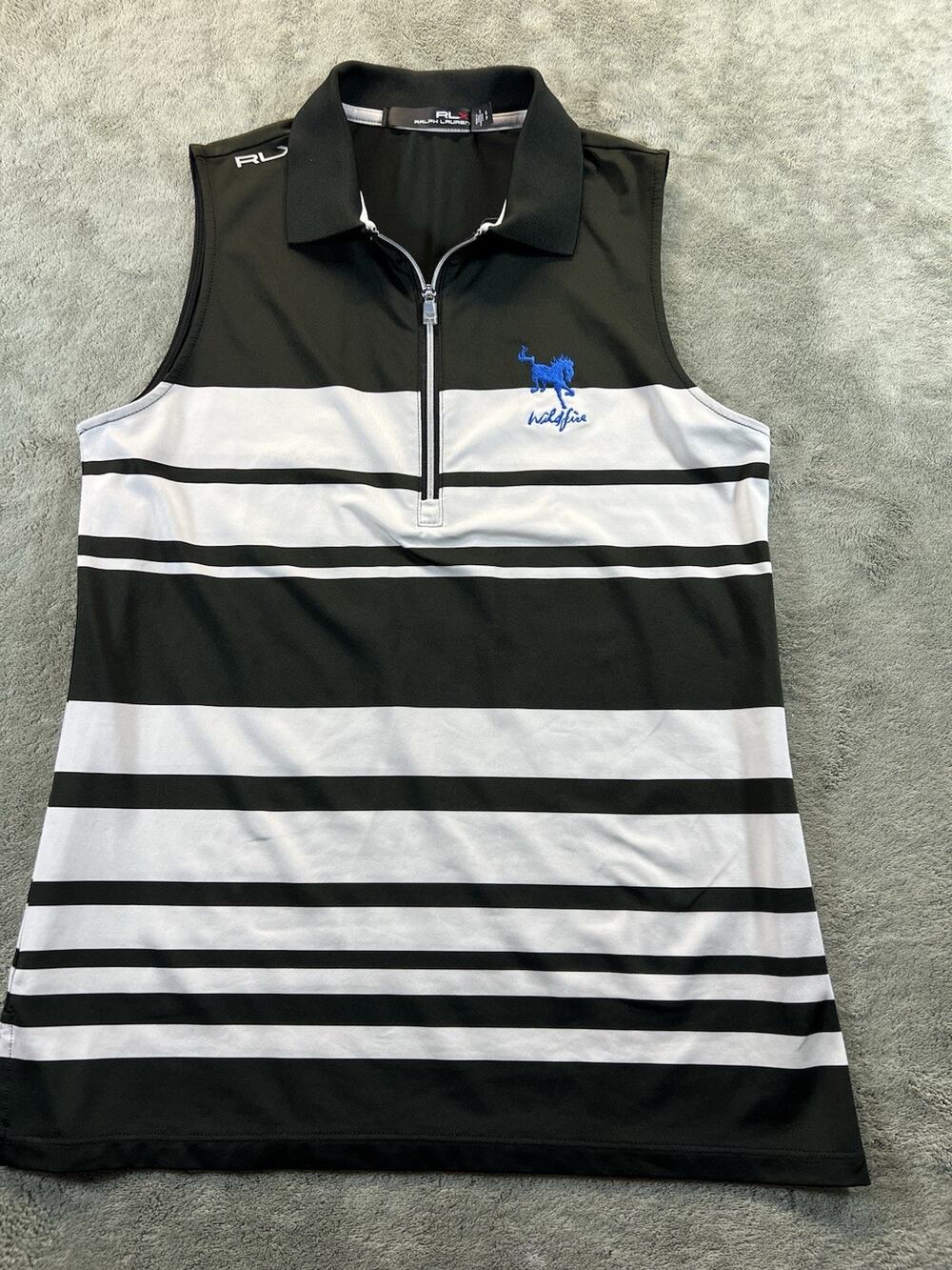 RLX Ralph Lauren Golf Polo Mens S Wildfire Club Striped Sleeveless 1/4 Zip